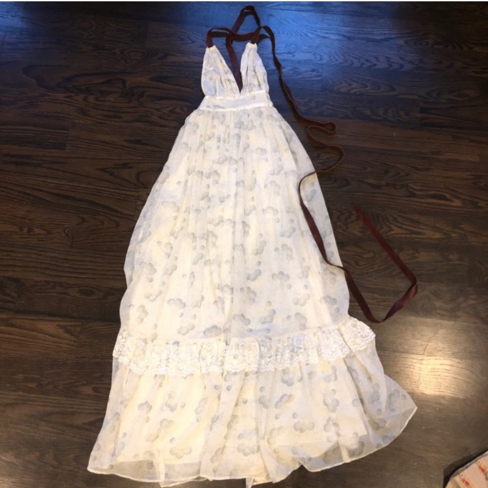 Vintage Backless Halter Dress, Fits S-XS